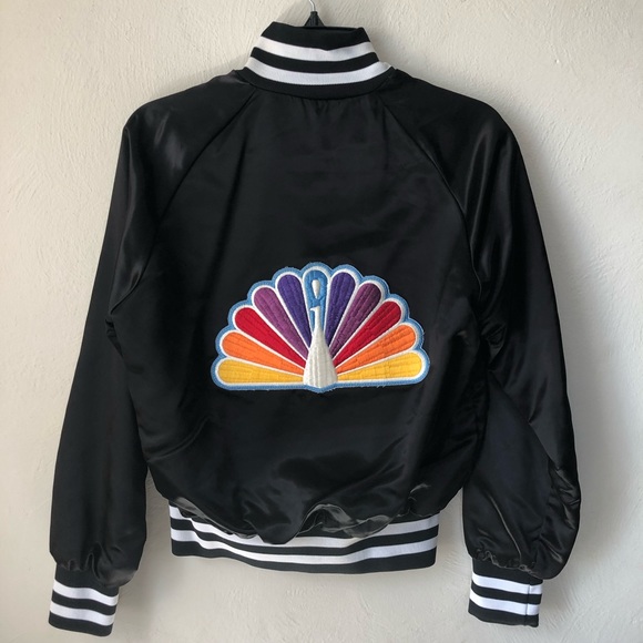 Vintage Jackets & Blazers - Vintage NBC Embroidered Satin Bomber Jacket